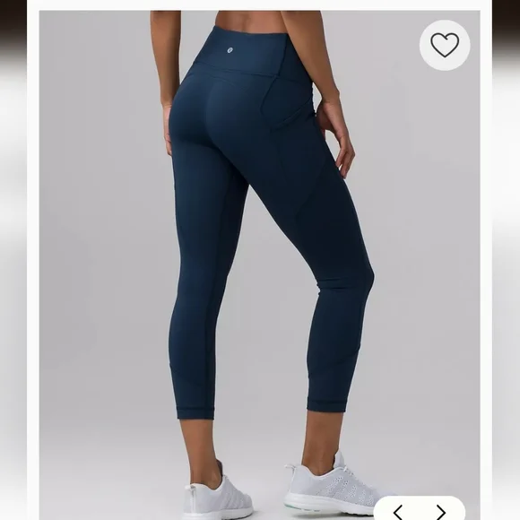 Lululemon All The Right Places Crop. 23” length. Dark Blue  Pockets. - Picture 5 of 6